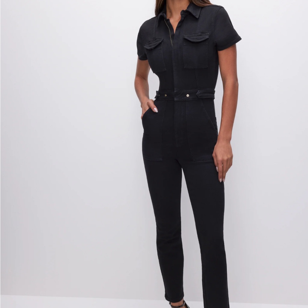 Good American Denim Black Jumpsuit.